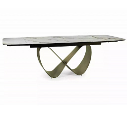 Jídelní stůl INFINITY CERAMIC, Amber Bianco bílý mat/Hnědá