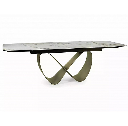 Jídelní stůl INFINITY CERAMIC, Amber Bianco bílý mat/Hnědá