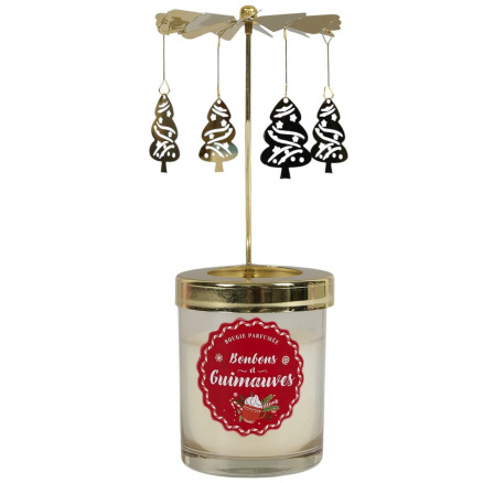 Vánoční vonná svíčka s kolotočem bílá