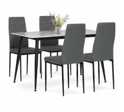 Jídelní set s 4 židlemi, 130x70x76cm mramor, ASE-1004 GREY2