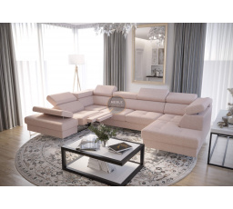 Rohová sedací souprava GALAXY MAX II , relax s funkcí spaní 215x350x170 - béžová, levá