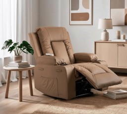 Polohovatelné a masážní křeslo Alfa Béžové