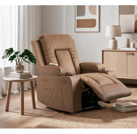 Polohovatelné a masážní křeslo Alfa Béžové