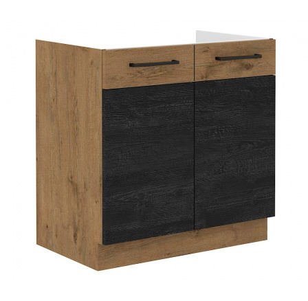 Kuchyňská skříňka Vega 80 ZL 2F dub lancelot/dark wood