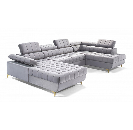 Rohová sedačka Dragonis U II s rozkladem / zlaté nohy