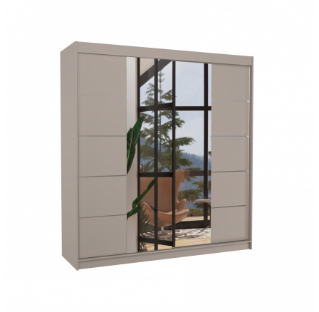 Posuvná skříň se zrcadlem DALMATIA 200 Kašmír+Kašmír