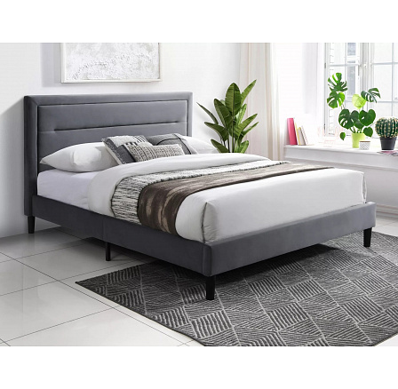 Postel MALAGA VELVET, 140x200 cm, Šedý Bluvel 14/Černá