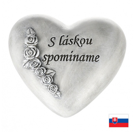 Srdce s růží - polyresin, SK nápis!