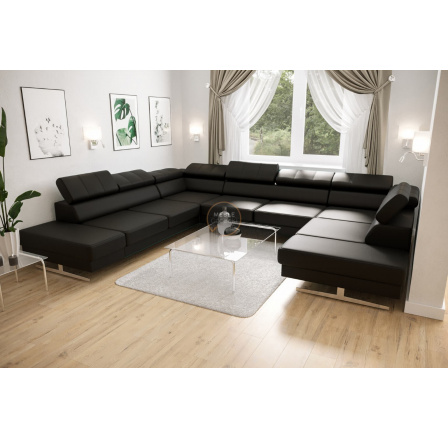 Rohová sedací souprava EMPORIO MAX I 300X350X220 - levá, Eko Kůže černá Rohová sedací souprava EMPORIO MAX I 300X350X220 - levá, Eko Kůže černá