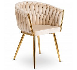 Židle CAPI Krémová Pletená Sametová