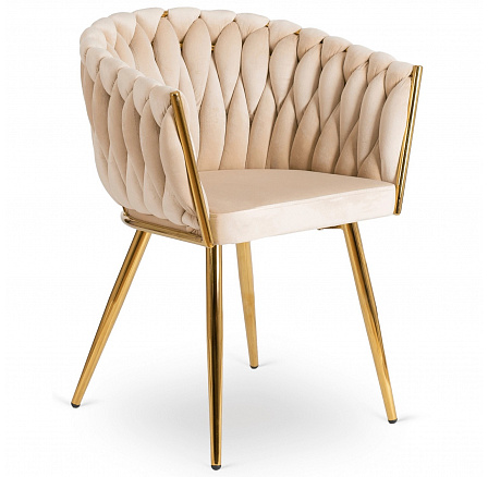 Židle CAPI Krémová Pletená Sametová