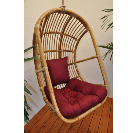 Ratanová houpačka závěsná Alfa polstr vínový