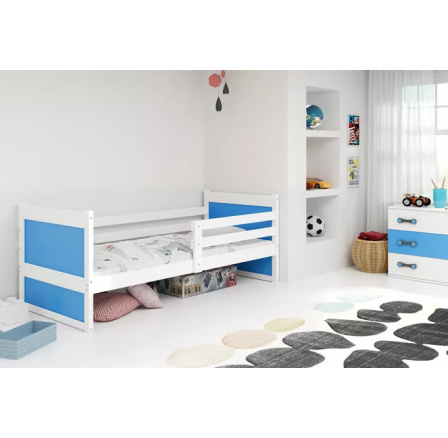 Dětská postel RICO 80x190 cm, s matrací, Bílá/Modrá