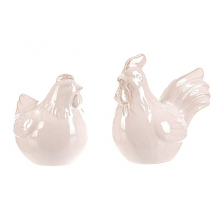 Slepice a kohout - keramika, vel. S, b. krémová, cena za 1 ks