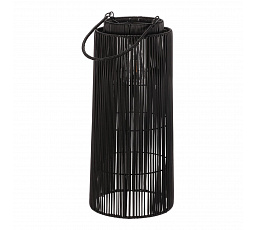 Lucerna - umělý ratan, sloupcová, LED osvětl., vel. M, šedo-černá