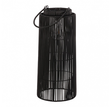 Lucerna - umělý ratan, sloupcová, LED osvětl., vel. M, šedo-černá Lucerna - umělý ratan, sloupcová, LED osvětl., vel. M, šedo-černá