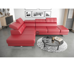 Rohová sedací souprava EMPORIO 225x300 přírodní kůže - červená kůže , levá