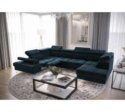 Rohová sedací souprava GALAXY MAX II , relax s funkcí spaní 215x350x170 - modrá, levá