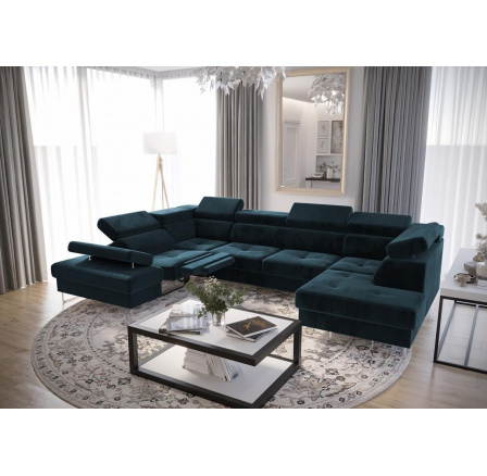 Rohová sedací souprava GALAXY MAX II , relax s funkcí spaní 215x350x170 - modrá, levá