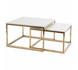 Sada keramických stolků TENOR Bílý Mramor/ Zlatý