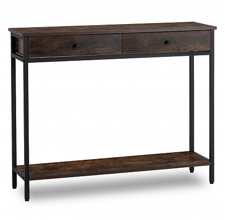 Konzole s šuplíky do předsíně EVERLY 100 cm s policí Dub Rustikální/Černá