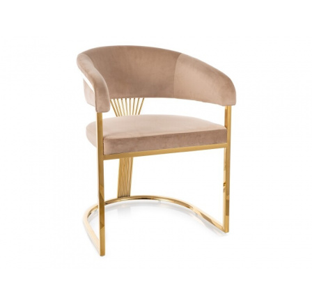 Jídelní židle CROWN VELVET, Béžový Bluvel 28/Zlatá