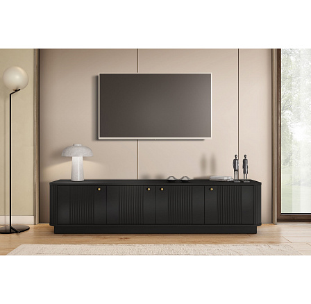 VESPER RTV 187 4D - černý MDF / černý MDF / zlaté úchyty / sokl VESPER RTV 187 4D - černý MDF / černý MDF / zlaté úchyty / sokl