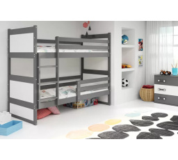 Dětská patrová postel RICO 80x190 cm, včetně matrací, Grafit/Bílá