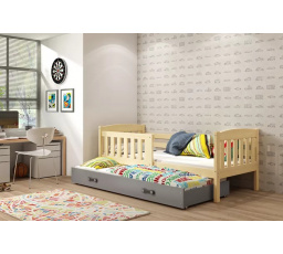 Dětská postel KUBUS s přistýlkou 90x200 cm, s matracemi, Přírodní/Grafit