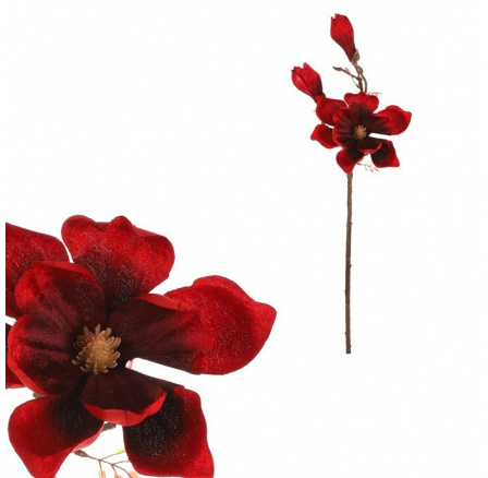 Magnolie - umělá řezaná květina, barva červená