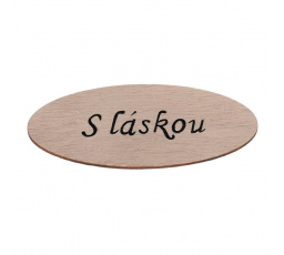 Cedulka "S láskou" - dřevo, přírodní, v sáčku 12 ks, cena za 1 ks