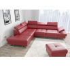Rohová sedací souprava GALAXY s funkcí spaní 225x280 přírodní kůže - Pravá strana, Červená kůže