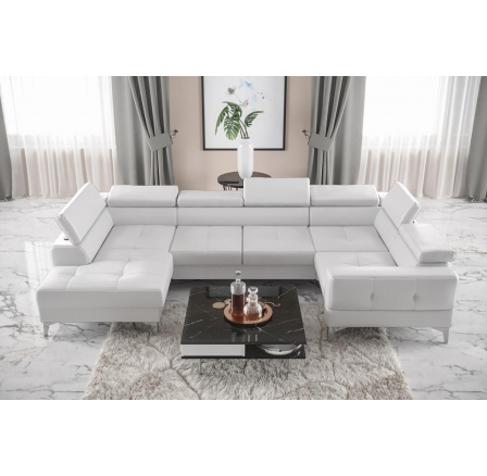 Rohová sedací souprava TOSCANIA MAX I 170x350x185 cm - bílá eko kůže , pravá Rohová sedací souprava TOSCANIA MAX I 170x350x185 cm - bílá eko kůže , pravá