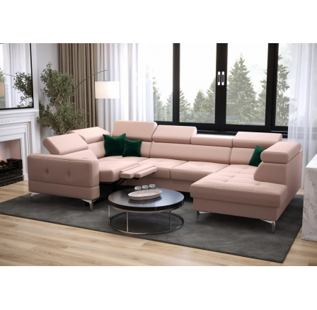 Rohová sedací souprava TOSCANIA MAX I , relax s funkcí spaní 170x350x185 cm - levá, růžová Rohová sedací souprava TOSCANIA MAX I , relax s funkcí spaní 170x350x185 cm - levá, růžová