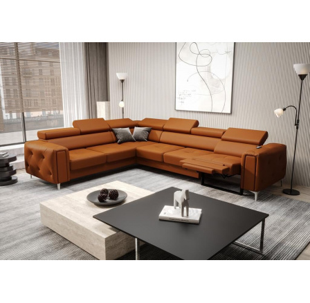 Rohová Kožená sedací souprava s funkcí , relax ORION I 325x255 cm - levá, oranžová Rohová Kožená sedací souprava s funkcí , relax ORION I 325x255 cm - levá, oranžová