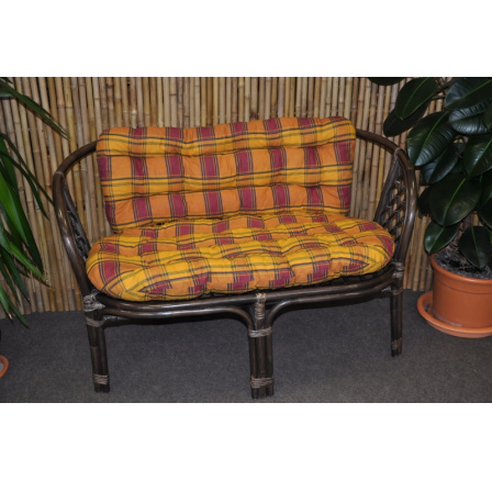 Ratanová lavice Bahama hnědá polstr okrový