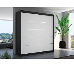 Šatní skříň s posuvnými dveřmi ESTEVA 200 Černá+Bílá