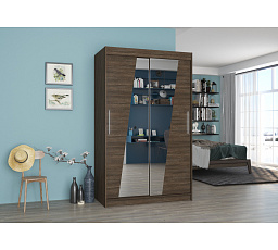 Šatní skříň s posuvnými dveřmi a zrcadlem TEXAS 120 Choco+Choco