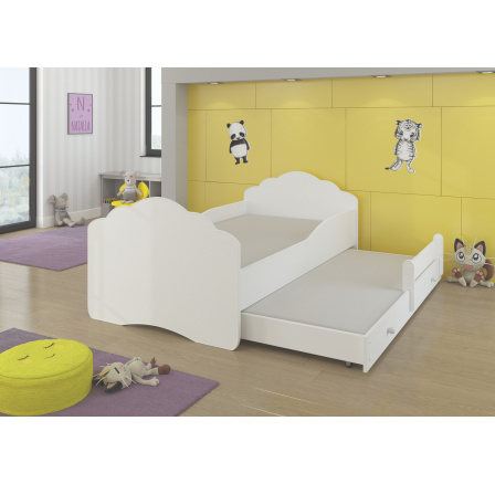 Dětská postel s přistýlkou a matracemi CASIMO II, 160x80 cm, Bílá