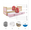 Dětská postel RICO Přírodní/Růžová, s přistýlkou 90x200 cm, bez matrace