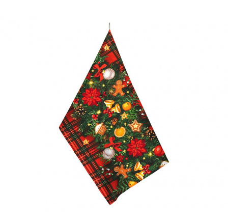 Kuchyňská utěrka 50x70cm s vánočním motivem káro