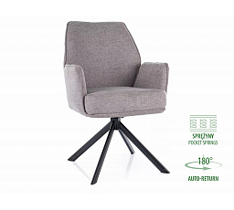 Jídelní otočná židle HUGO BREGO s pružinovým sedákem, Šedá 07/Černá