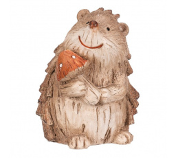 Ježek s houbou - polyresin, béžovo-hnědý