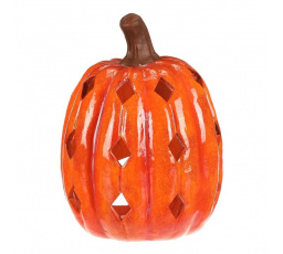 Dýně s otvory - keramika, na čaj. svíčku, oranžová
