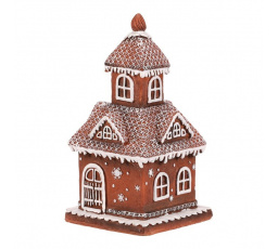 Domeček perníkový - polyresin, LED osvětl., hnědý