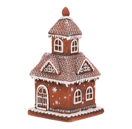 Domeček perníkový - polyresin, LED osvětl., hnědý Domeček perníkový - polyresin, LED osvětl., hnědý