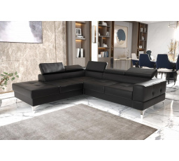 Rohová sedací souprava TOSCANIA II průměr 30x250 - černá eko kůže , levá