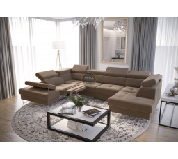 Rohová sedací souprava GALAXY MAX II , relax s funkcí spaní 215x350x170 - béžová, levá