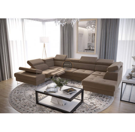 Rohová sedací souprava GALAXY MAX II , relax s funkcí spaní 215x350x170 - béžová, levá