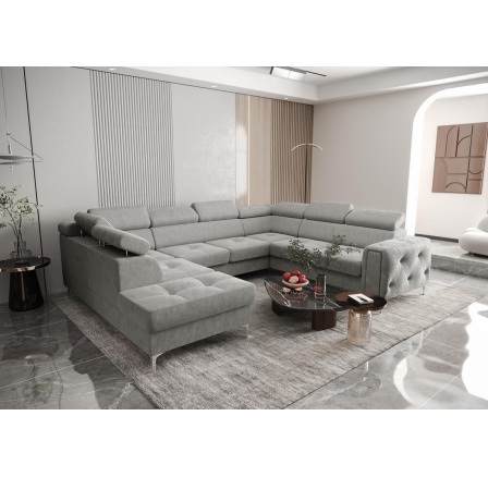 Rohová sedací souprava ORION MAX I s funkcí spaní 225X350X255 cm - šedá , pravá